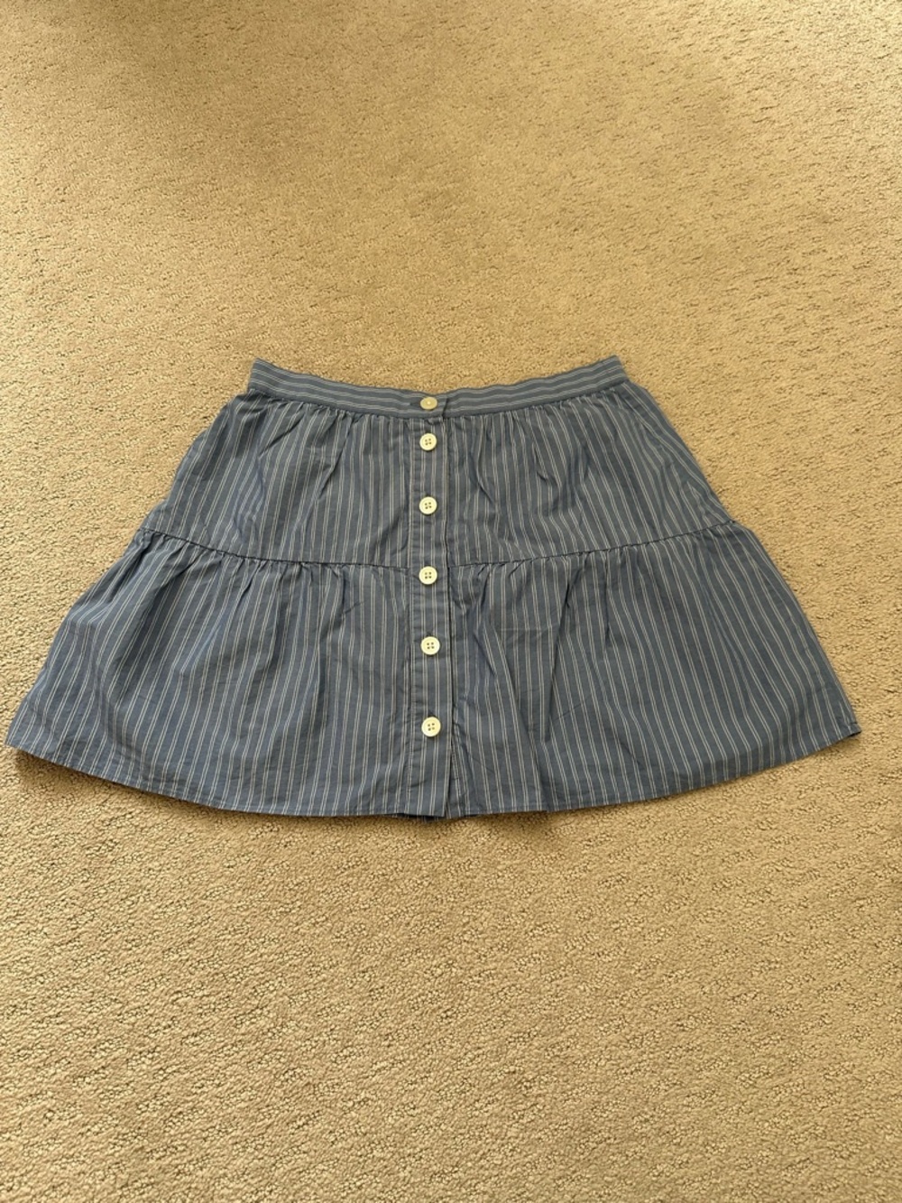 Madewell Striped Button-Front Tiered Mini Skirt - Blue